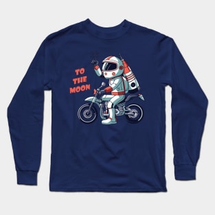 kid astronaut on bike - to the moon Long Sleeve T-Shirt